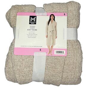 NWT Member’s Mark Cozy Knit Robe Oatmeal Women's Size Small Tie Belt Soft Plush
